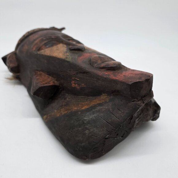 African Tribal Handcarved Wooden Mask With Bird Sculpture Decoration - Picture 10 of 10